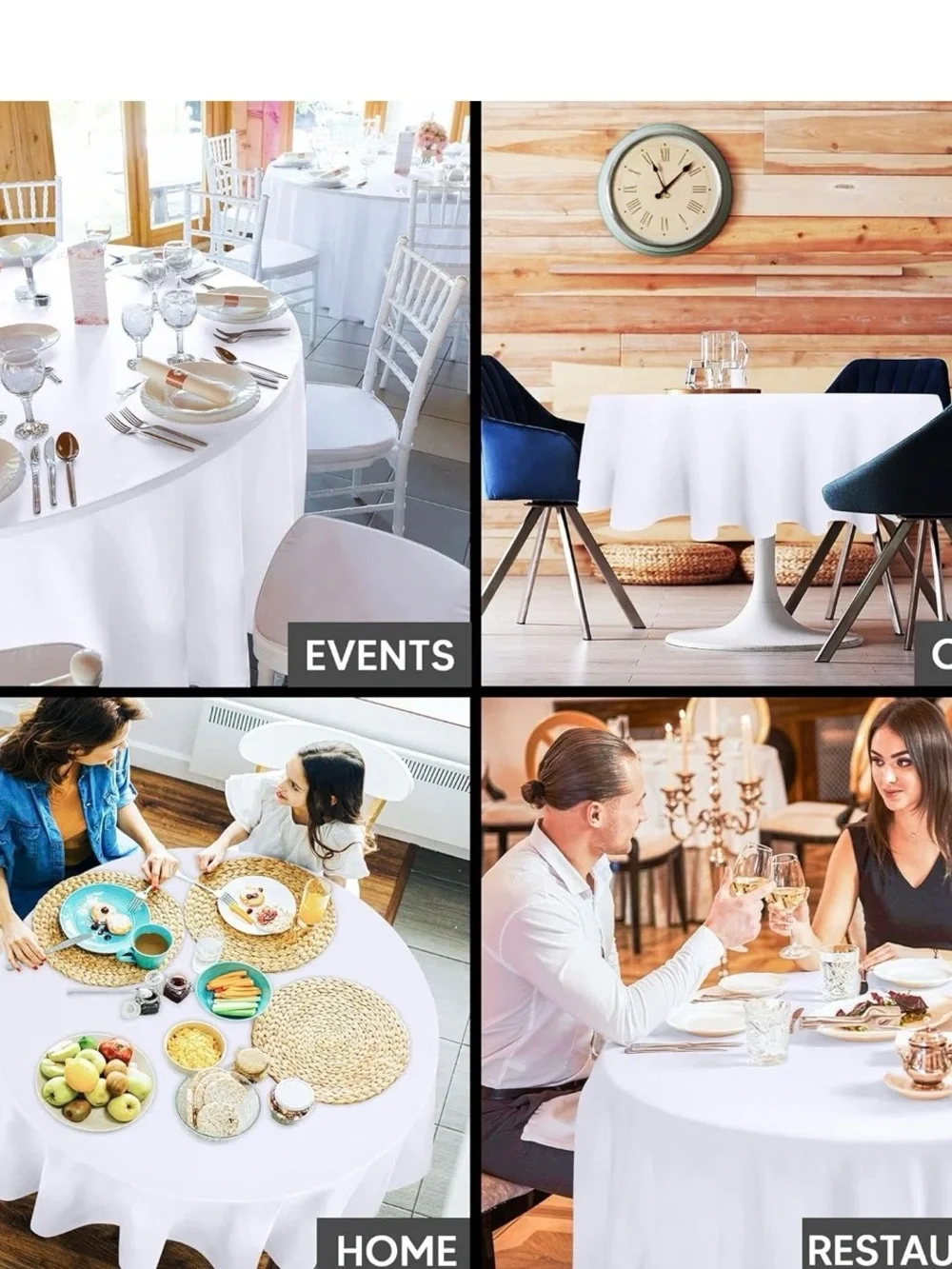 White Round Tablecloth - 2 Pack - 70” Inches
